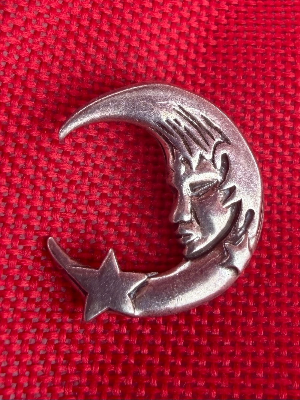 Vintage sterling silver man in the moon pendant
